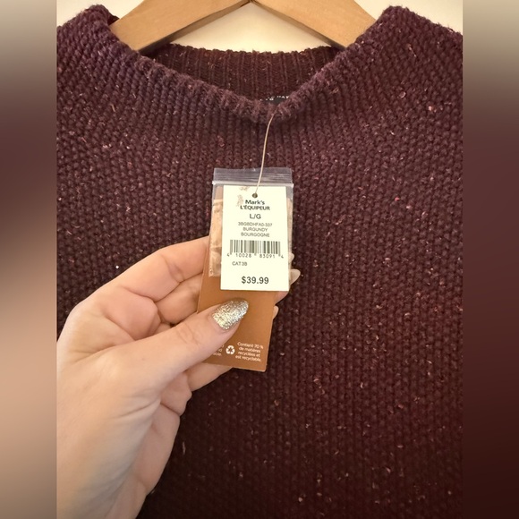 BNWT Denver Hayes 3/4 Sleeve Burgundy Sweater, size large. - Picture 8 of 9